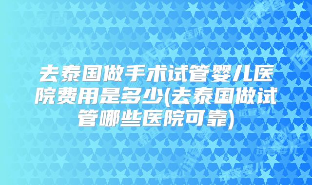 去泰国做手术试管婴儿医院费用是多少(去泰国做试管哪些医院可靠)