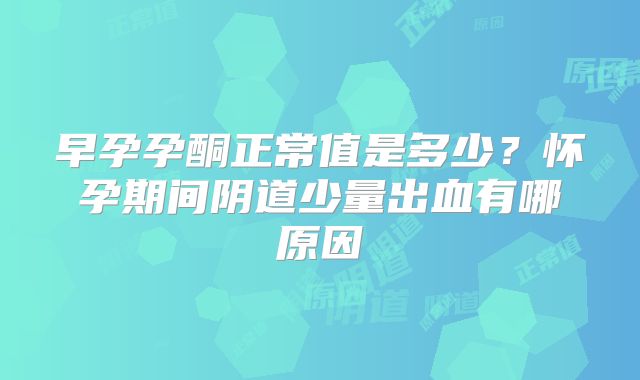 早孕孕酮正常值是多少?怀孕期间阴道少量出血有哪原因