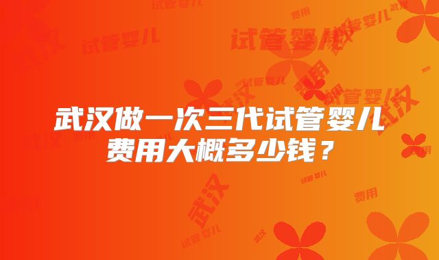 武汉做一次三代试管婴儿费用大概多少钱？
