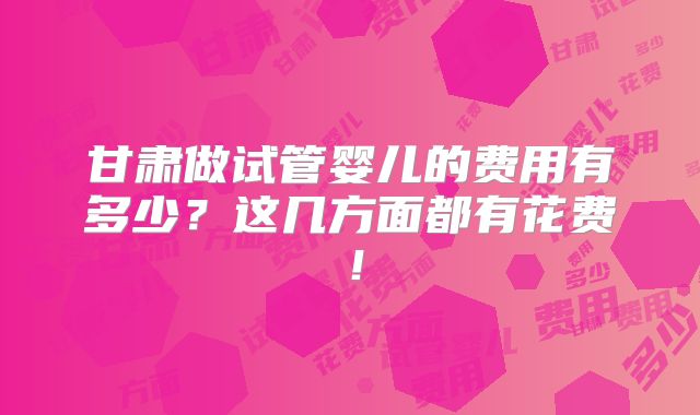 甘肃做试管婴儿的费用有多少?这几方面都有花费!