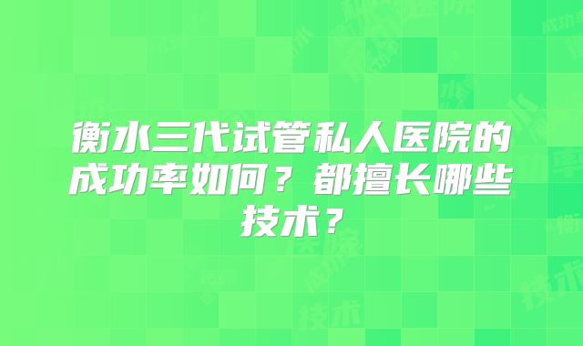 衡水三代试管私人医院的成功率如何？都擅长哪些技术？