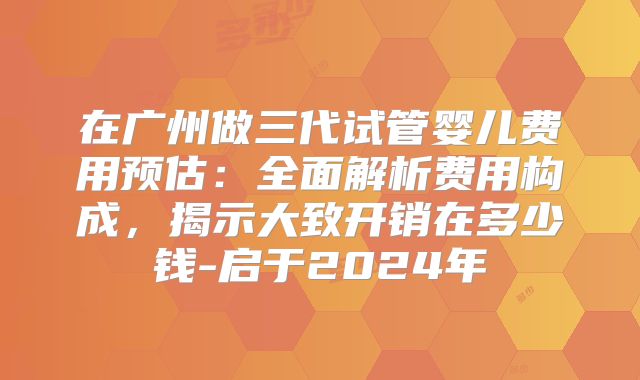 在广州做三代试管婴儿费用预估：全面解析费用构成，揭示大致开销在多少钱-启于2024年