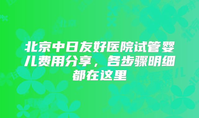 北京中日友好医院试管婴儿费用分享，各步骤明细都在这里