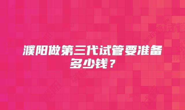 濮阳做第三代试管要准备多少钱？