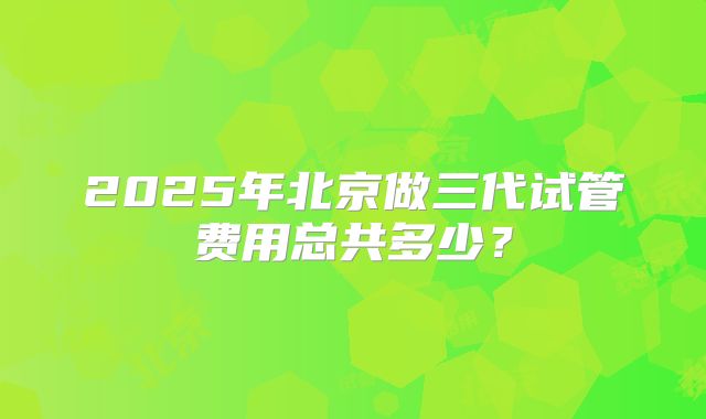 2025年北京做三代试管费用总共多少？
