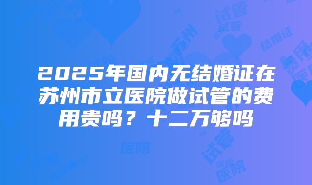 2025年国内无结婚证在苏州市立医院做试管的费用贵吗？十二万够吗