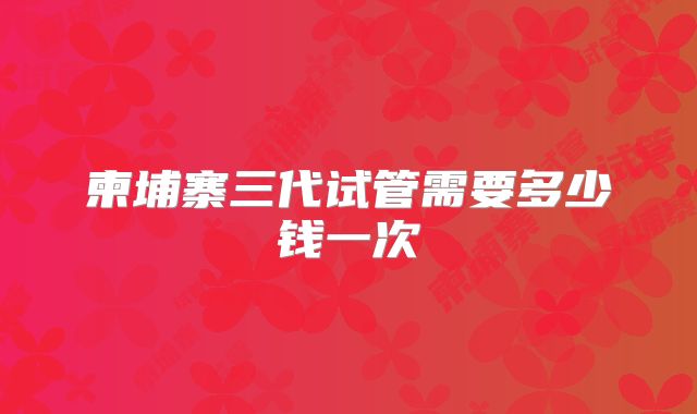柬埔寨三代试管需要多少钱一次