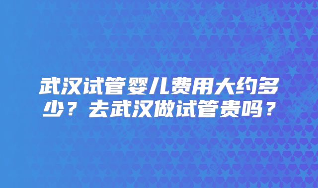 武汉试管婴儿费用大约多少？去武汉做试管贵吗？