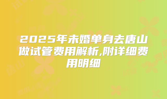 2025年未婚单身去唐山做试管费用解析,附详细费用明细