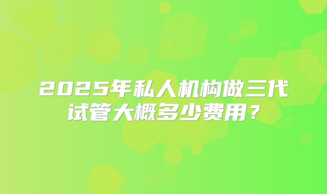 2025年私人机构做三代试管大概多少费用？