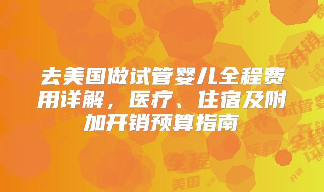 去美国做试管婴儿全程费用详解，医疗、住宿及附加开销预算指南