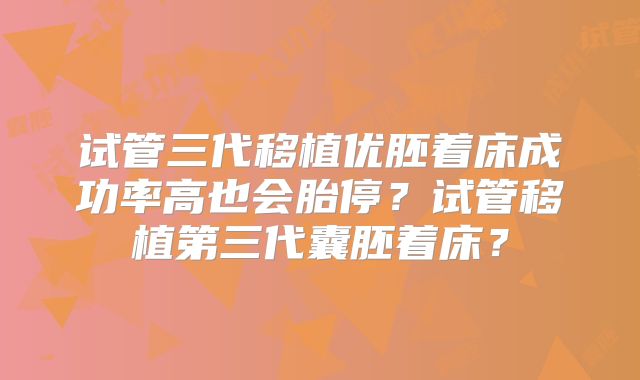 试管三代移植优胚着床成功率高也会胎停？试管移植第三代囊胚着床？