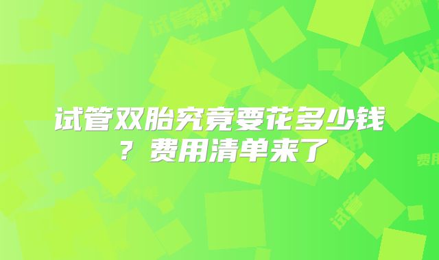 试管双胎究竟要花多少钱？费用清单来了