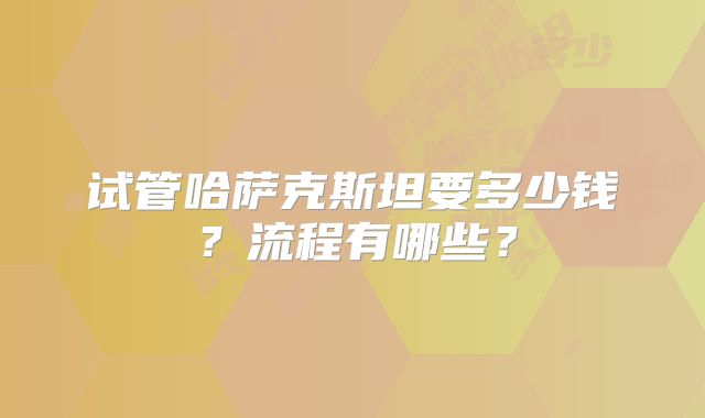 试管哈萨克斯坦要多少钱？流程有哪些？