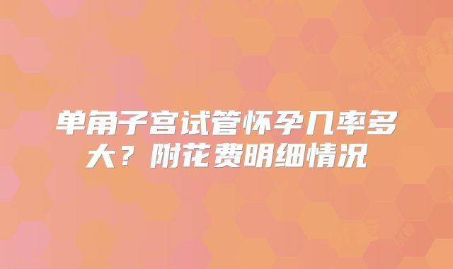单角子宫试管怀孕几率多大？附花费明细情况