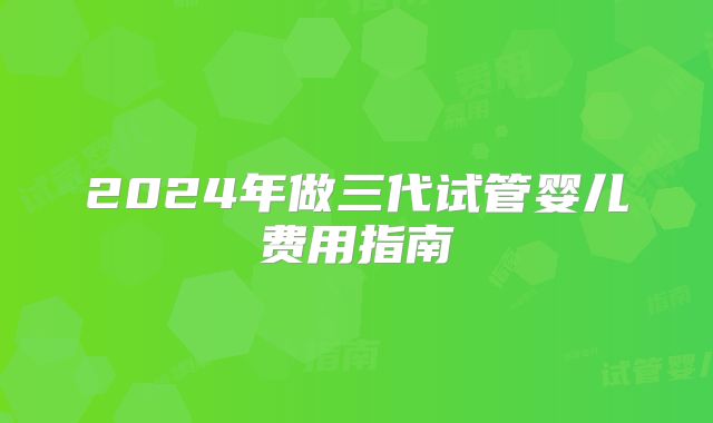 2024年做三代试管婴儿费用指南