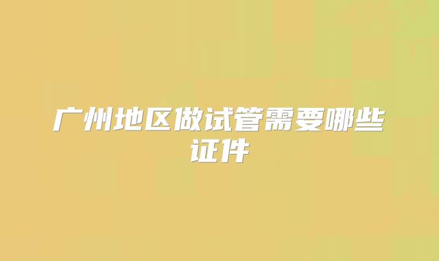 广州地区做试管需要哪些证件