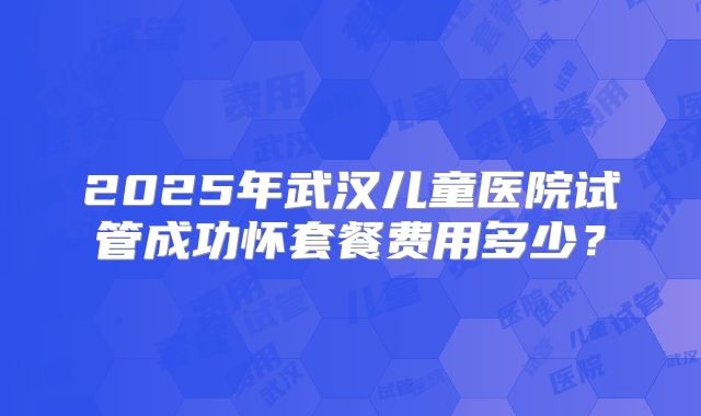 2025年武汉儿童医院试管成功怀套餐费用多少?