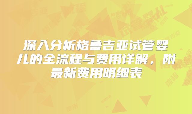 深入分析格鲁吉亚试管婴儿的全流程与费用详解，附最新费用明细表