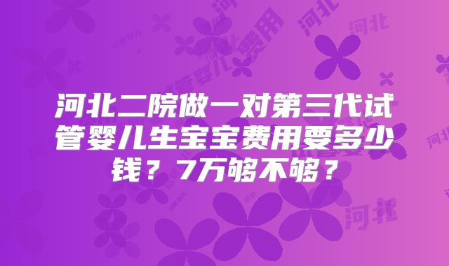 河北二院做一对第三代试管婴儿生宝宝费用要多少钱？7万够不够？