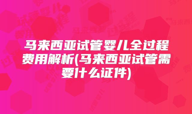 马来西亚试管婴儿全过程费用解析(马来西亚试管需要什么证件)
