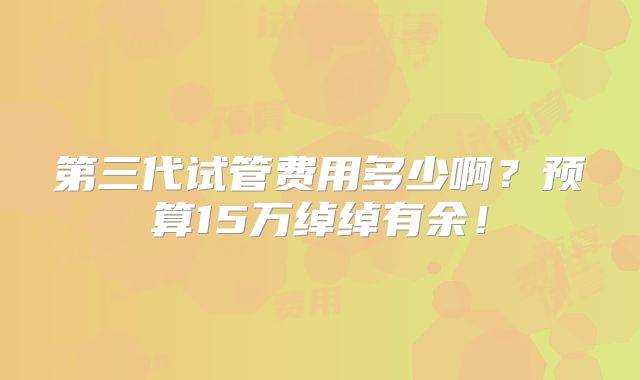 第三代试管费用多少啊？预算15万绰绰有余！