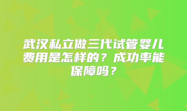 武汉私立做三代试管婴儿费用是怎样的?成功率能保障吗?