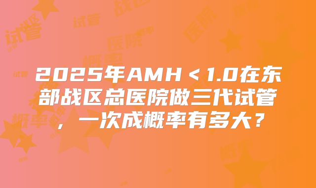 2025年AMH＜1.0在东部战区总医院做三代试管，一次成概率有多大？