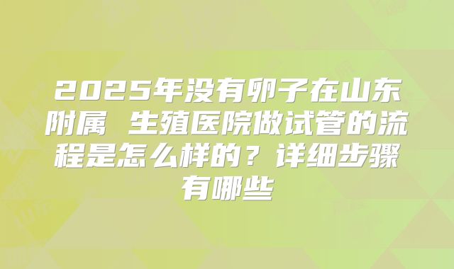 2025年没有卵子在山东附属 生殖医院做试管的流程是怎么样的?详细步骤有哪些