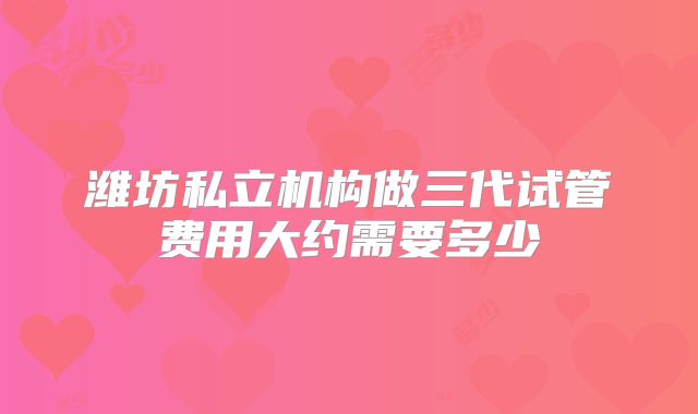 潍坊私立机构做三代试管费用大约需要多少