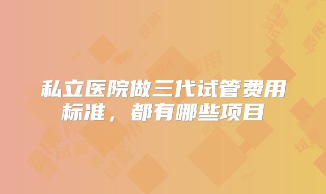 私立医院做三代试管费用标准,都有哪些项目