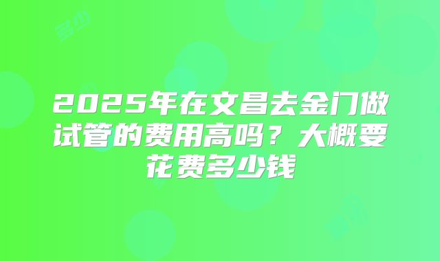 2025年在文昌去金门做试管的费用高吗？大概要花费多少钱