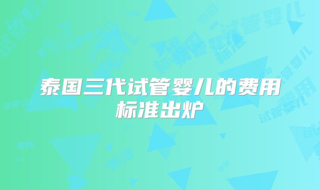泰国三代试管婴儿的费用标准出炉