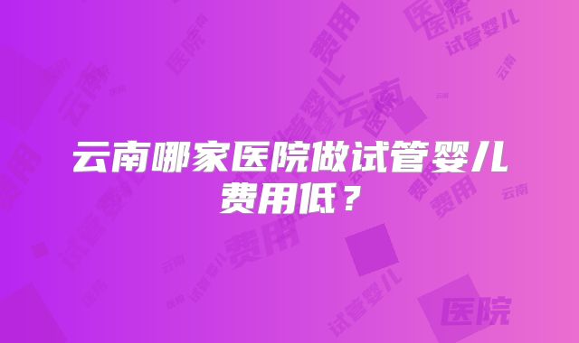 云南哪家医院做试管婴儿费用低?