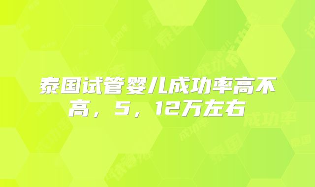 泰国试管婴儿成功率高不高，5，12万左右