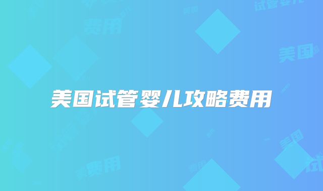 美国试管婴儿攻略费用