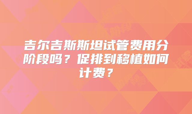 吉尔吉斯斯坦试管费用分阶段吗？促排到移植如何计费？