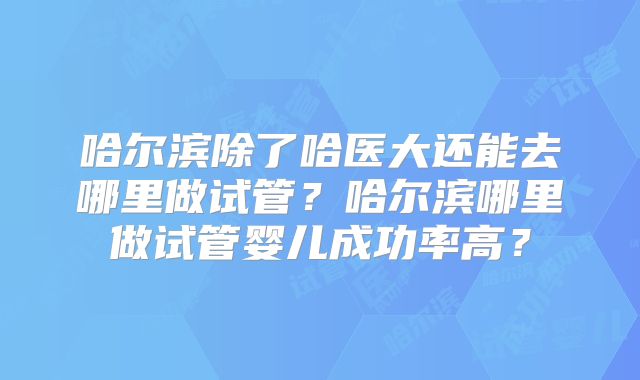 哈尔滨除了哈医大还能去哪里做试管？哈尔滨哪里做试管婴儿成功率高？