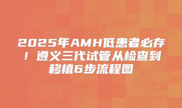 2025年AMH低患者必存！遵义三代试管从检查到移植6步流程图