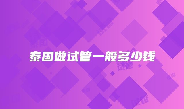 泰国做试管一般多少钱