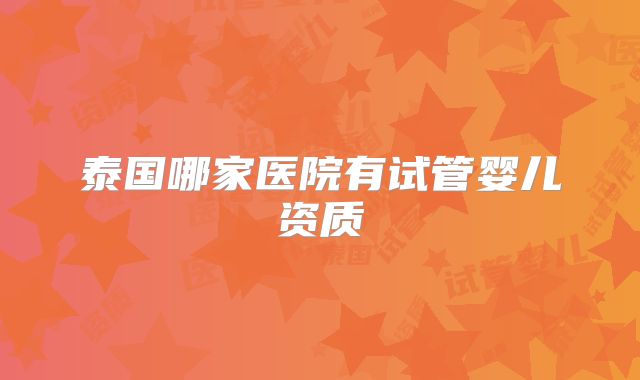 泰国哪家医院有试管婴儿资质