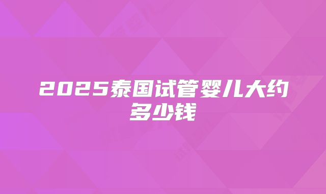 2025泰国试管婴儿大约多少钱