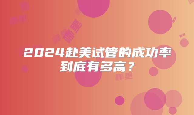 2024赴美试管的成功率到底有多高？
