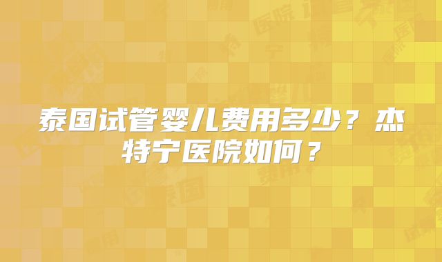 泰国试管婴儿费用多少？杰特宁医院如何？