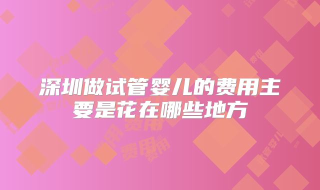 深圳做试管婴儿的费用主要是花在哪些地方