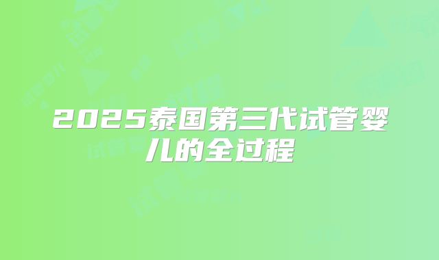 2025泰国第三代试管婴儿的全过程
