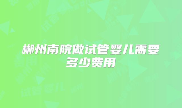 郴州南院做试管婴儿需要多少费用