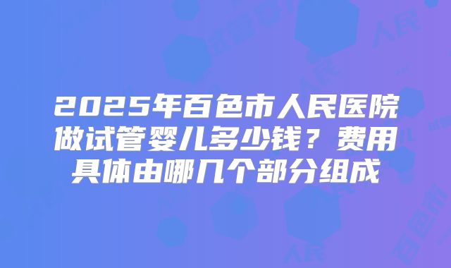 2025年百色市人民医院做试管婴儿多少钱？费用具体由哪几个部分组成