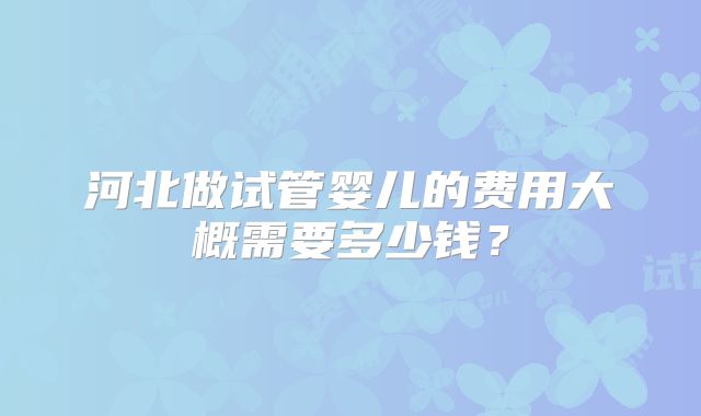 河北做试管婴儿的费用大概需要多少钱？
