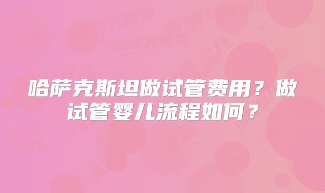 哈萨克斯坦做试管费用？做试管婴儿流程如何？